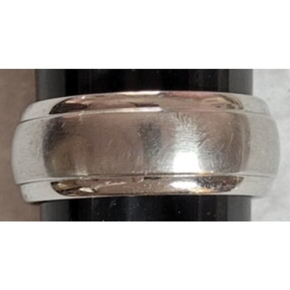Scott Kay Brawn BioBlu 27 Cobalt Faith Band Mens Ring Silvertone Sz 10.75 Estate - Picture 1 of 9